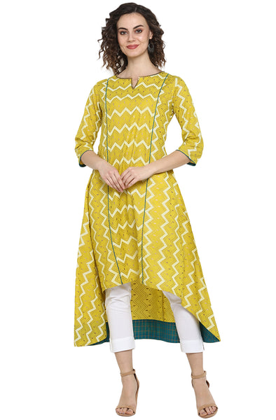 Yellow tailcut kurti