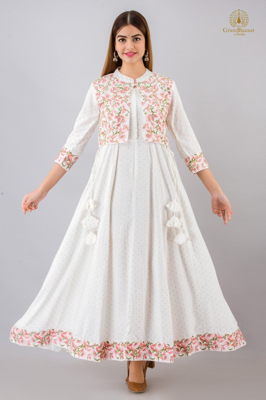 White Kurti with Jacket