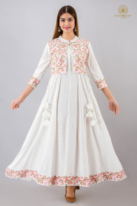 White Kurti with Jacket