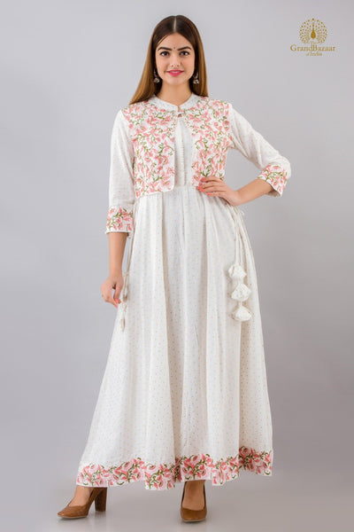White Kurti with Jacket