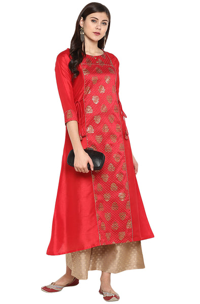 Red and Beige Kurti set