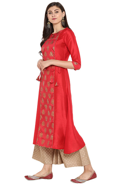 Red and Beige Kurti set