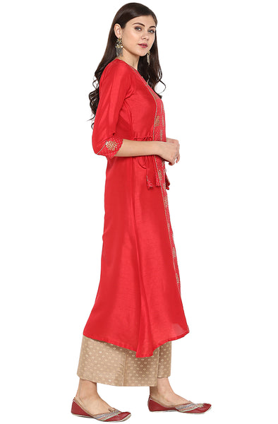 Red and Beige Kurti set