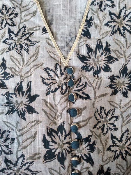 Grey and Blue Anarkali Kurti dress with dupatta